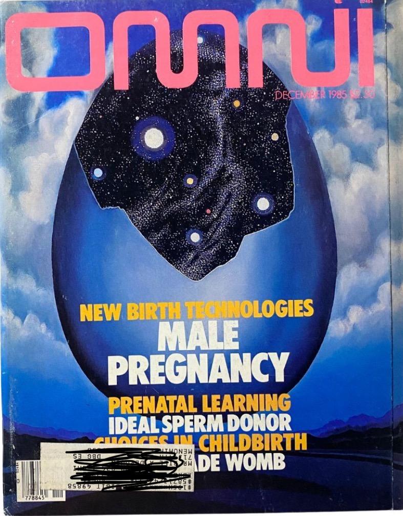 Omni Magazine cover from 1985 on male pregnancy.
